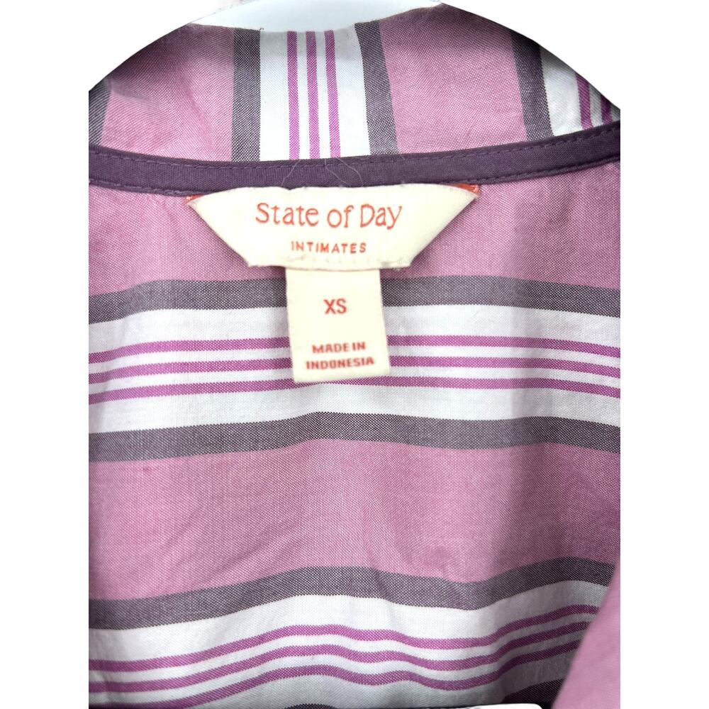 Anthropologie XS Pajama Oversized Nightgown Dress Shirt Striped Women Pj Pocket - Picture 3 of 6
